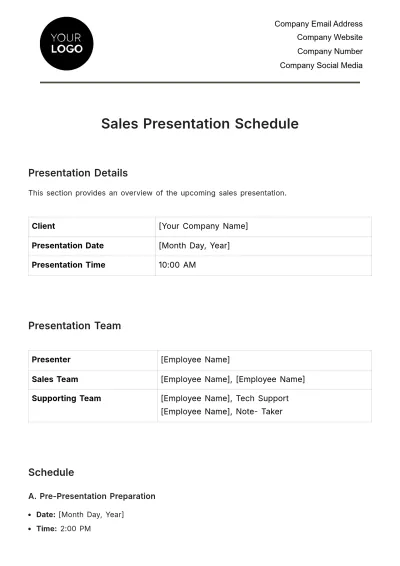 Free Sales Presentation Schedule Template to Edit Online