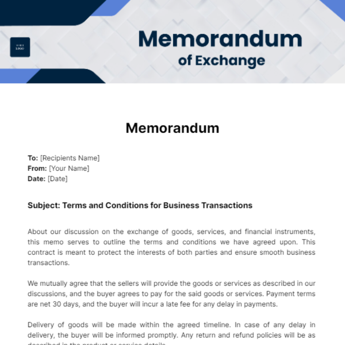 Memorandum of exchange - Edit Online & Download