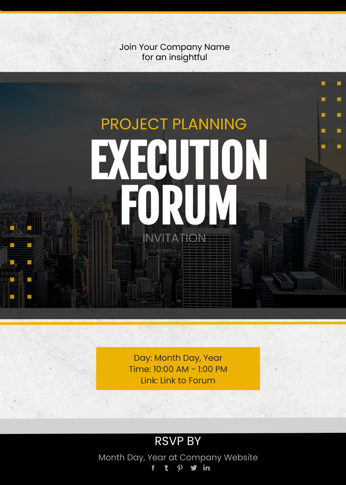 Free Project Planning and Execution Forum Invitation Card Template