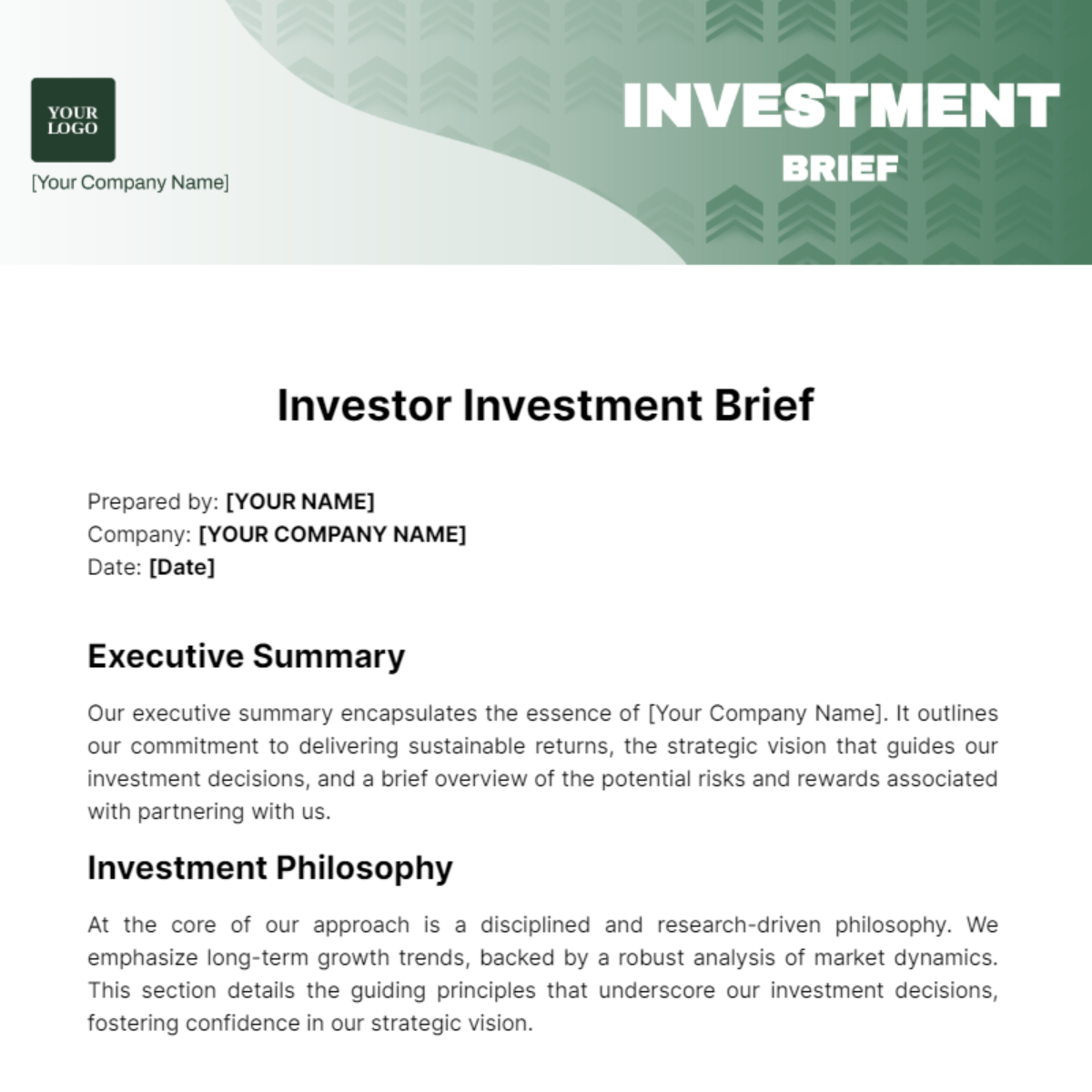 Investment Brief Template - Edit Online & Download