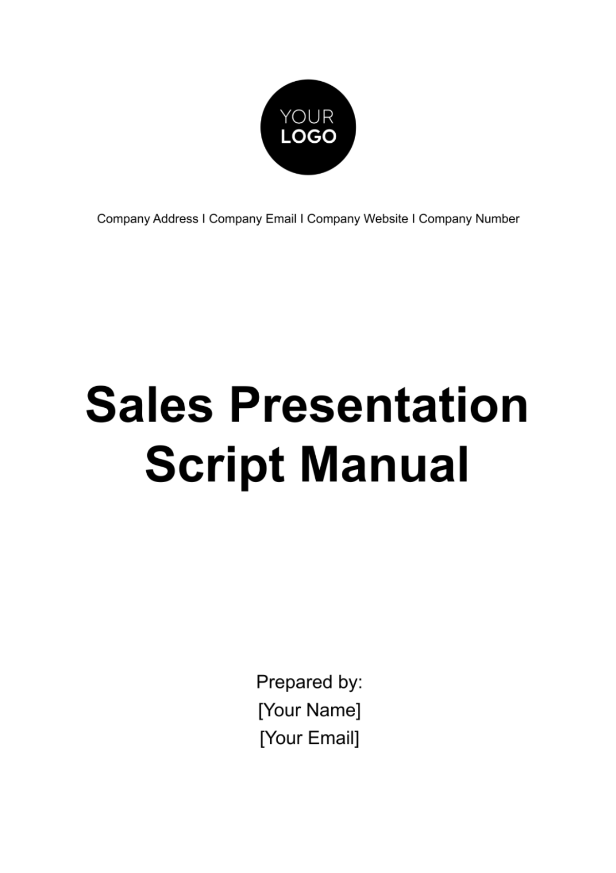 Sales Presentation Script Manual Template