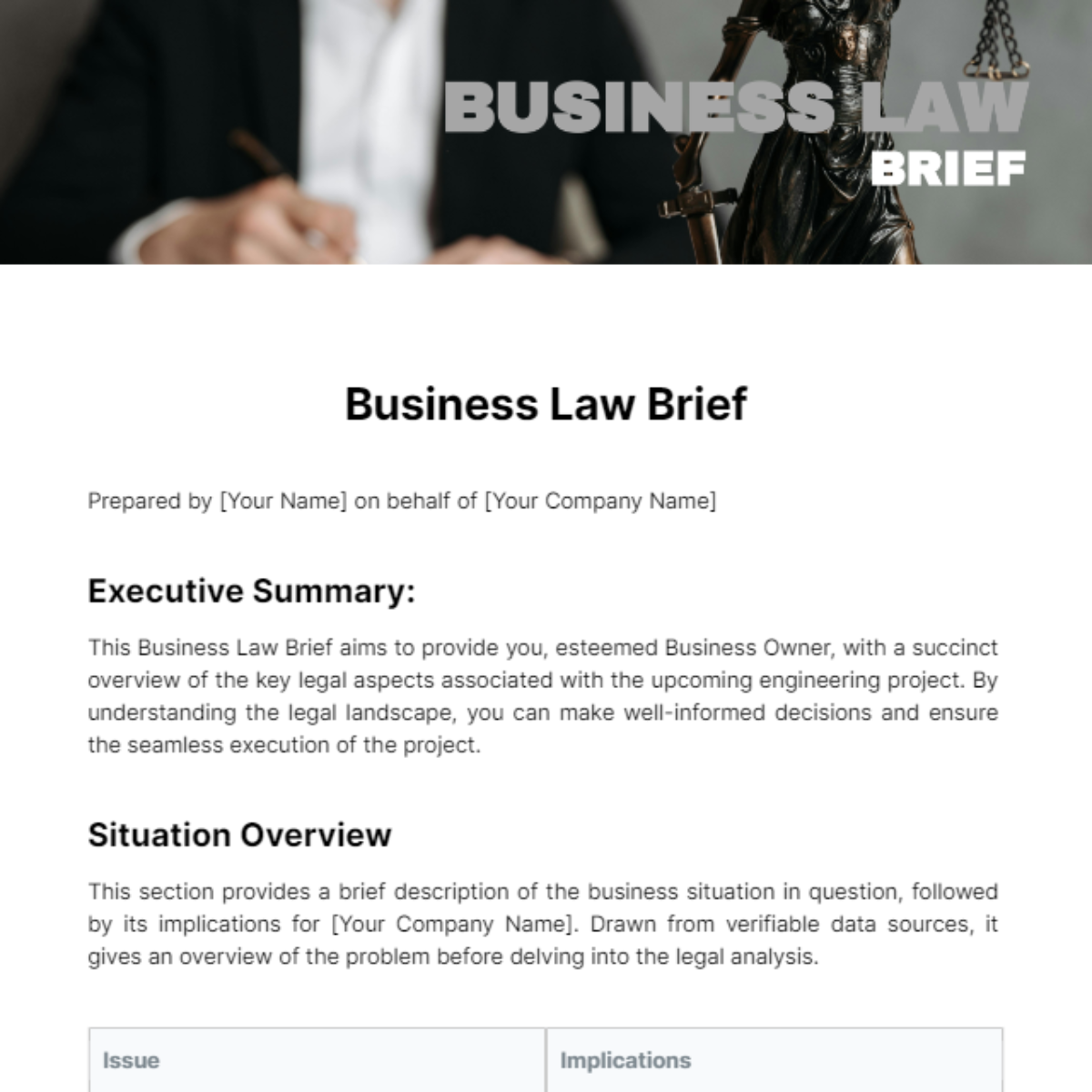 Business Law Brief Template - Edit Online & Download