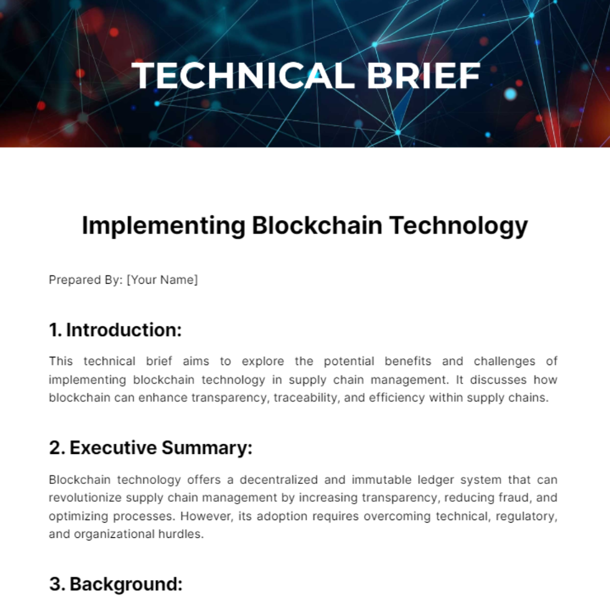 Technical Brief Template - Edit Online & Download