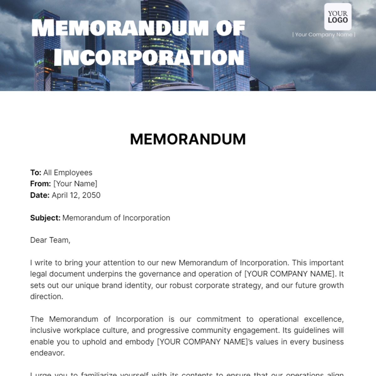 Free Memorandum of Incorporation