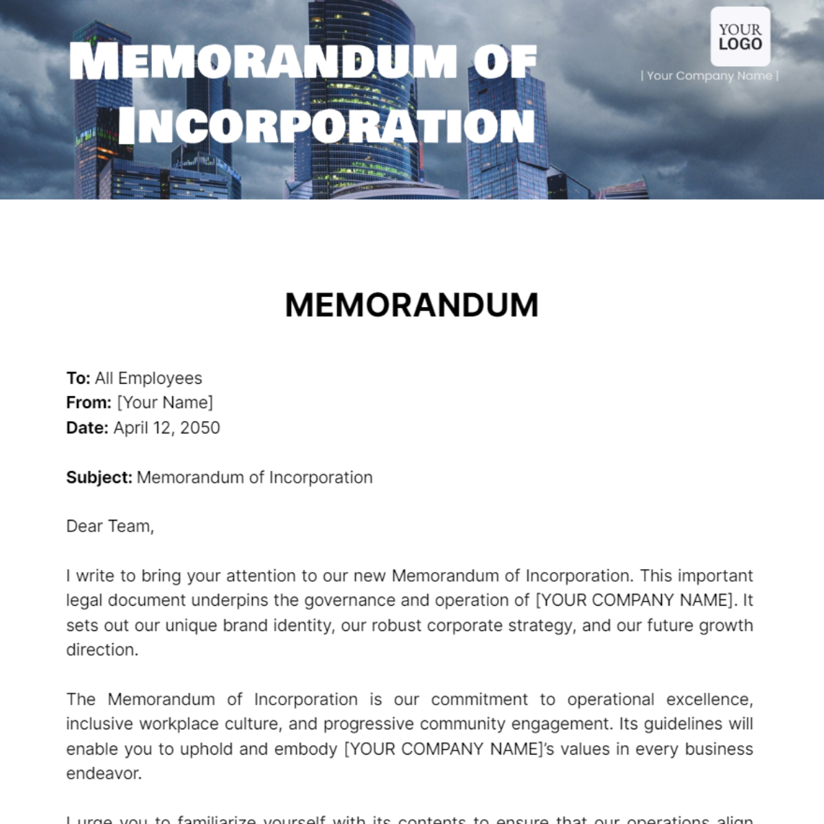 Memorandum of Incorporation - Edit Online & Download