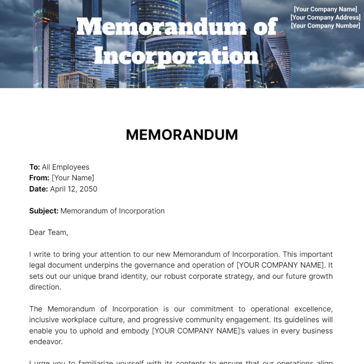 Memorandum of Incorporation - Edit Online & Download