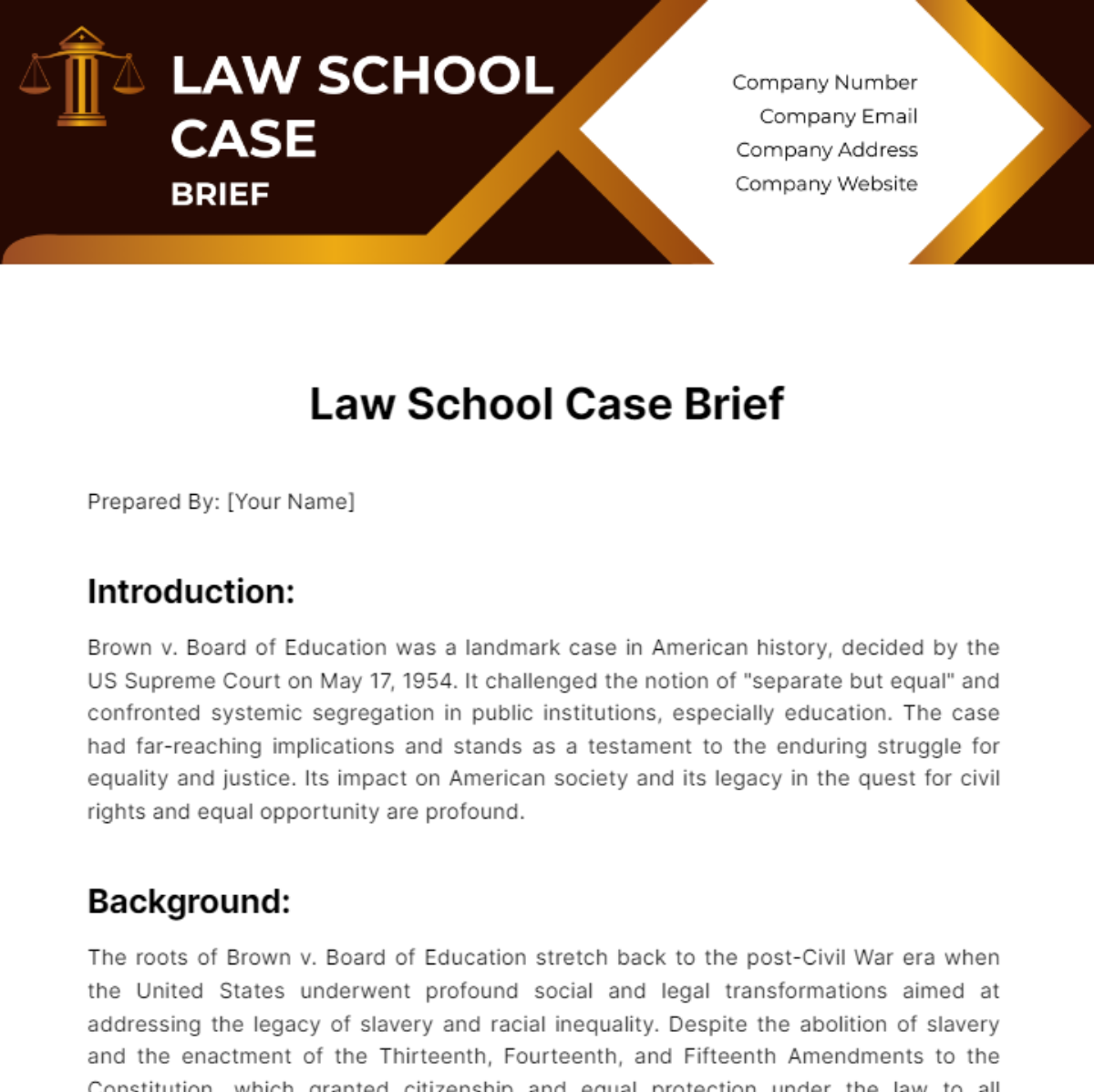 Law School Case Brief Template - Edit Online & Download Example ...