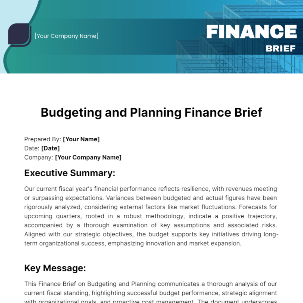 Finance Brief Template - Edit Online & Download