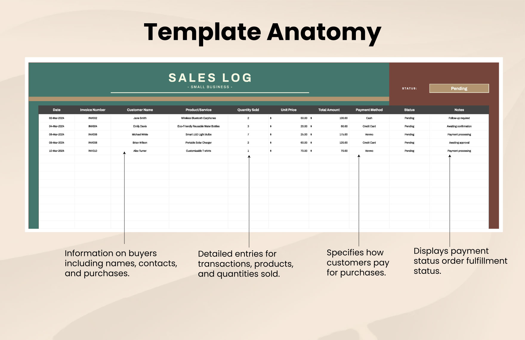 Small Business Sales Log Template