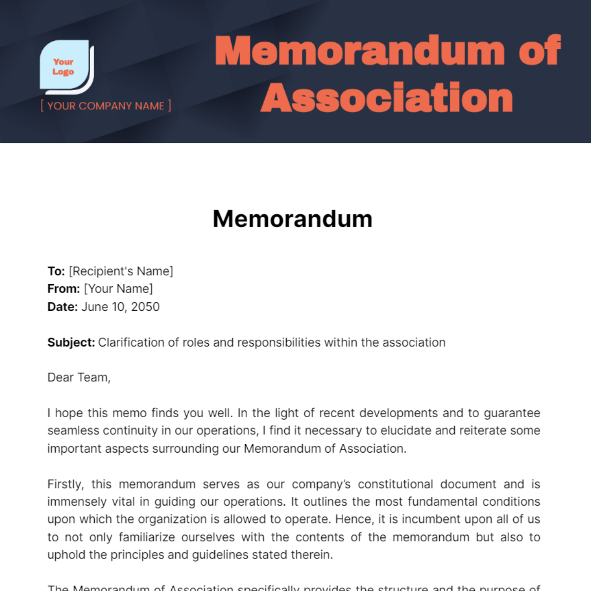 Memorandum of Association - Edit Online & Download