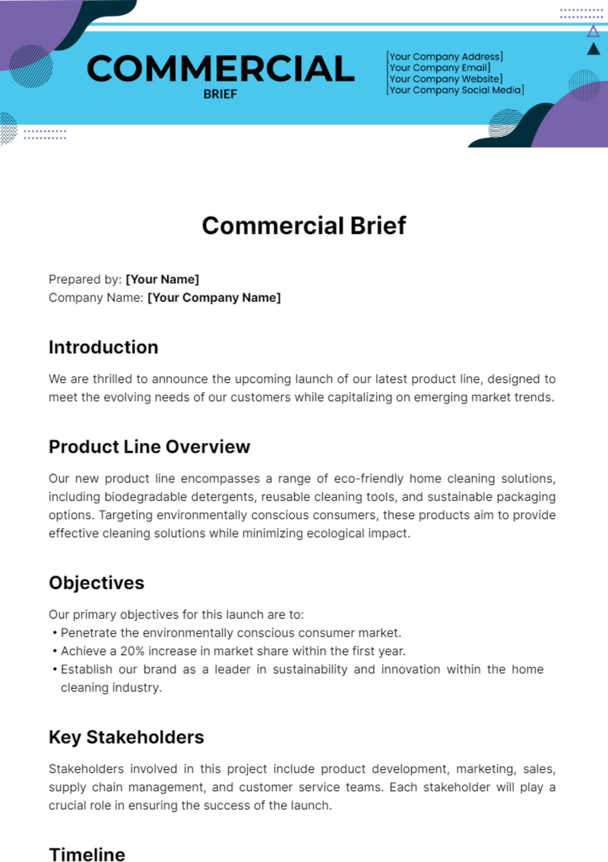 Commercial Brief Template - Edit Online & Download