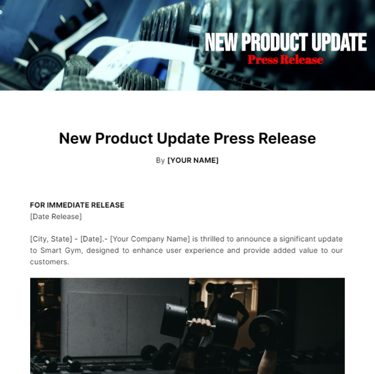 Free New Product  Update Press Release Template