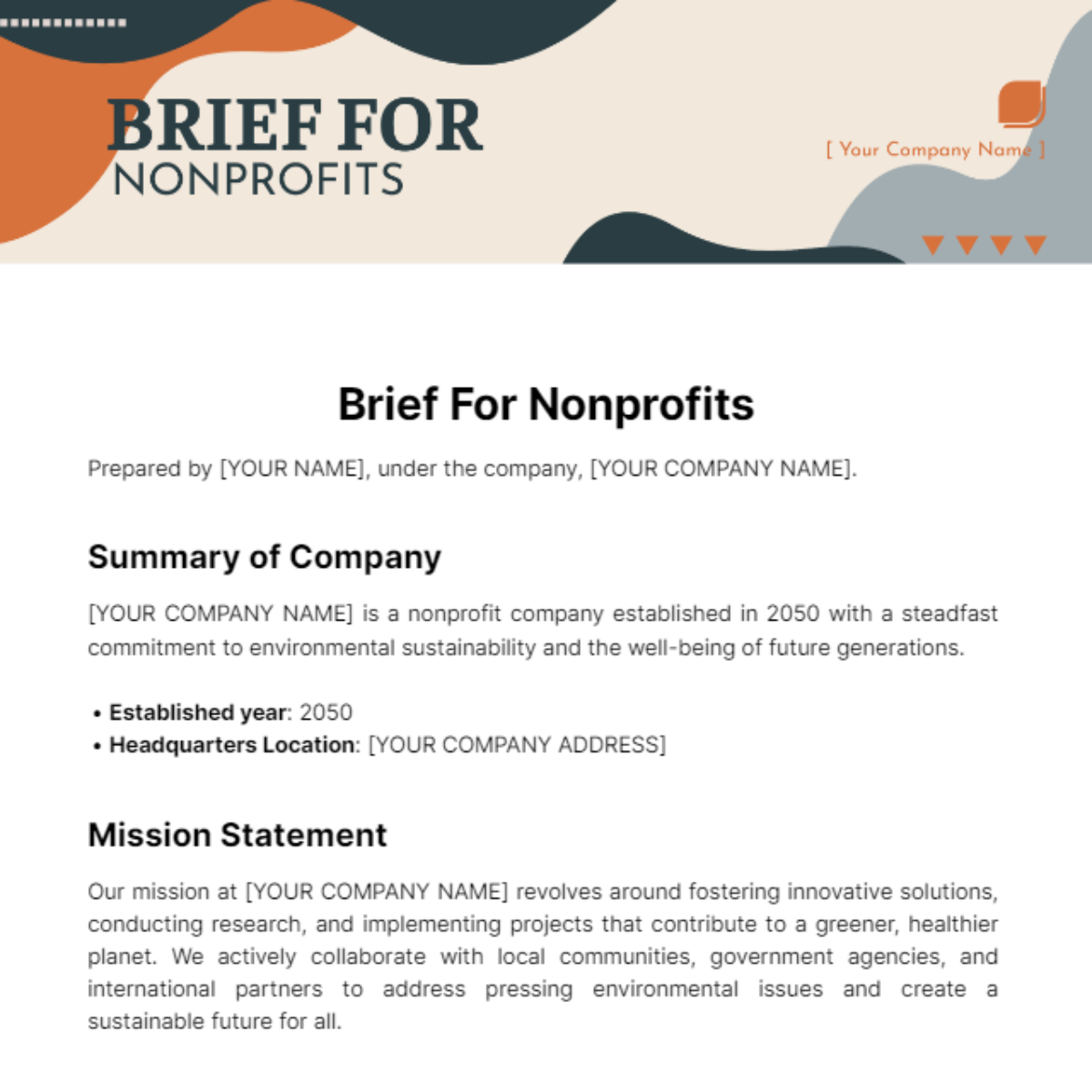 Brief For Nonprofits Template - Edit Online & Download