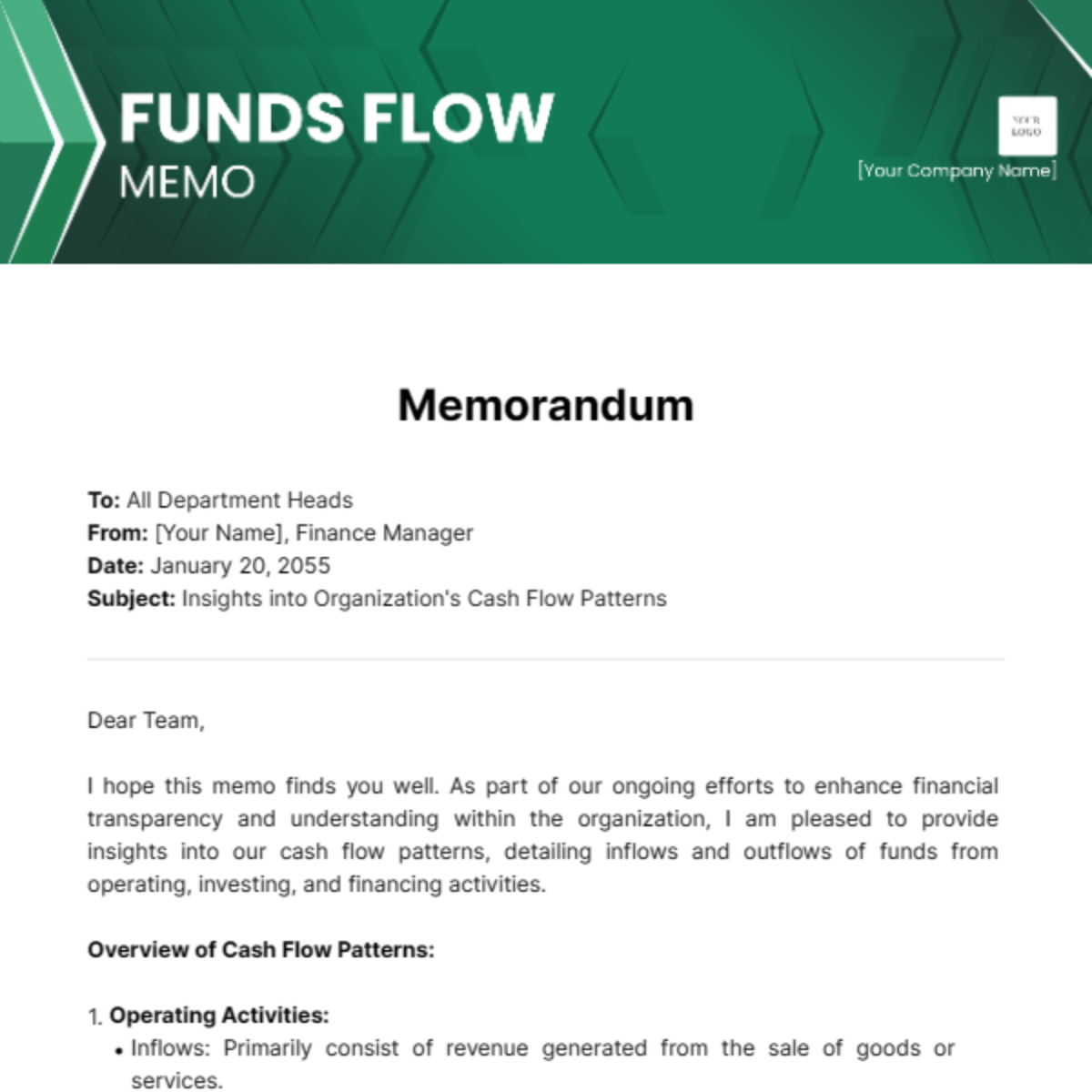 Free Funds flow Memorandum
