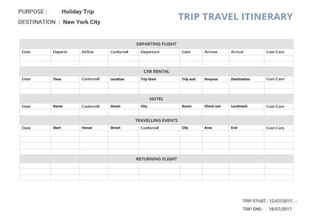 Free Itenerary Templates | Download Ready-Made | Template.net