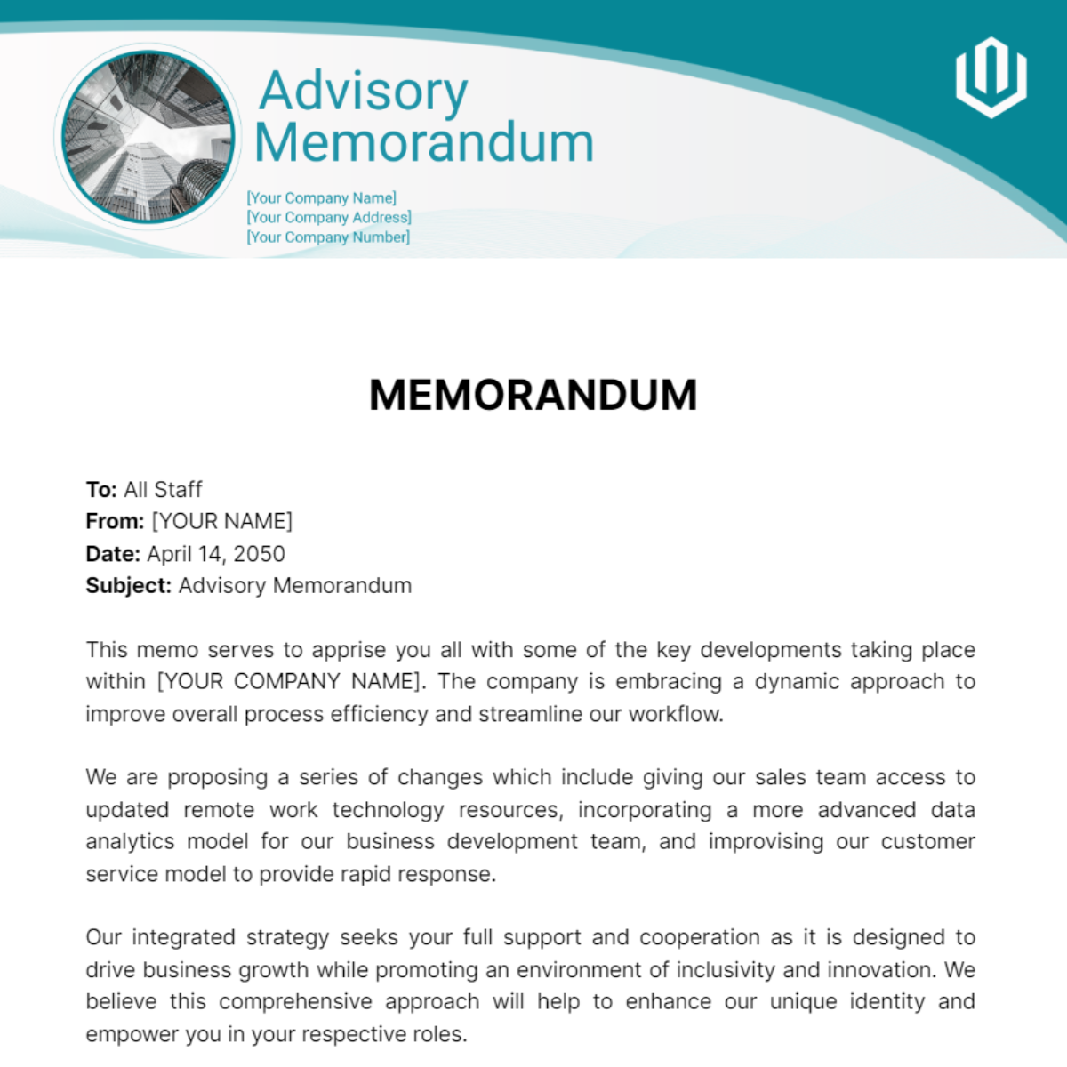 Advisory Memorandum - Edit Online & Download