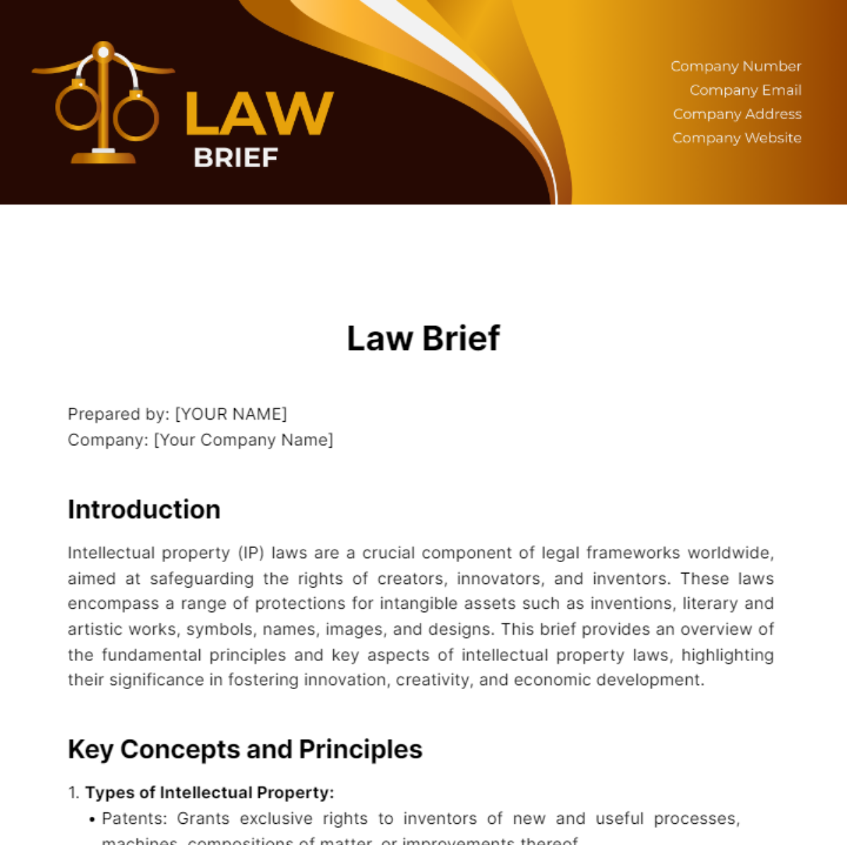 Law Brief Template - Edit Online & Download