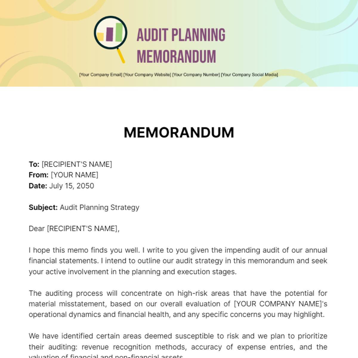 Audit Planning Memorandum - Edit Online & Download