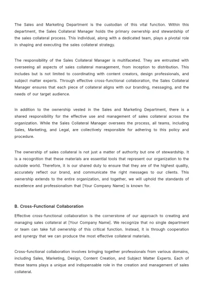 Free Sales Collateral Policy & Procedure Template to Edit Online