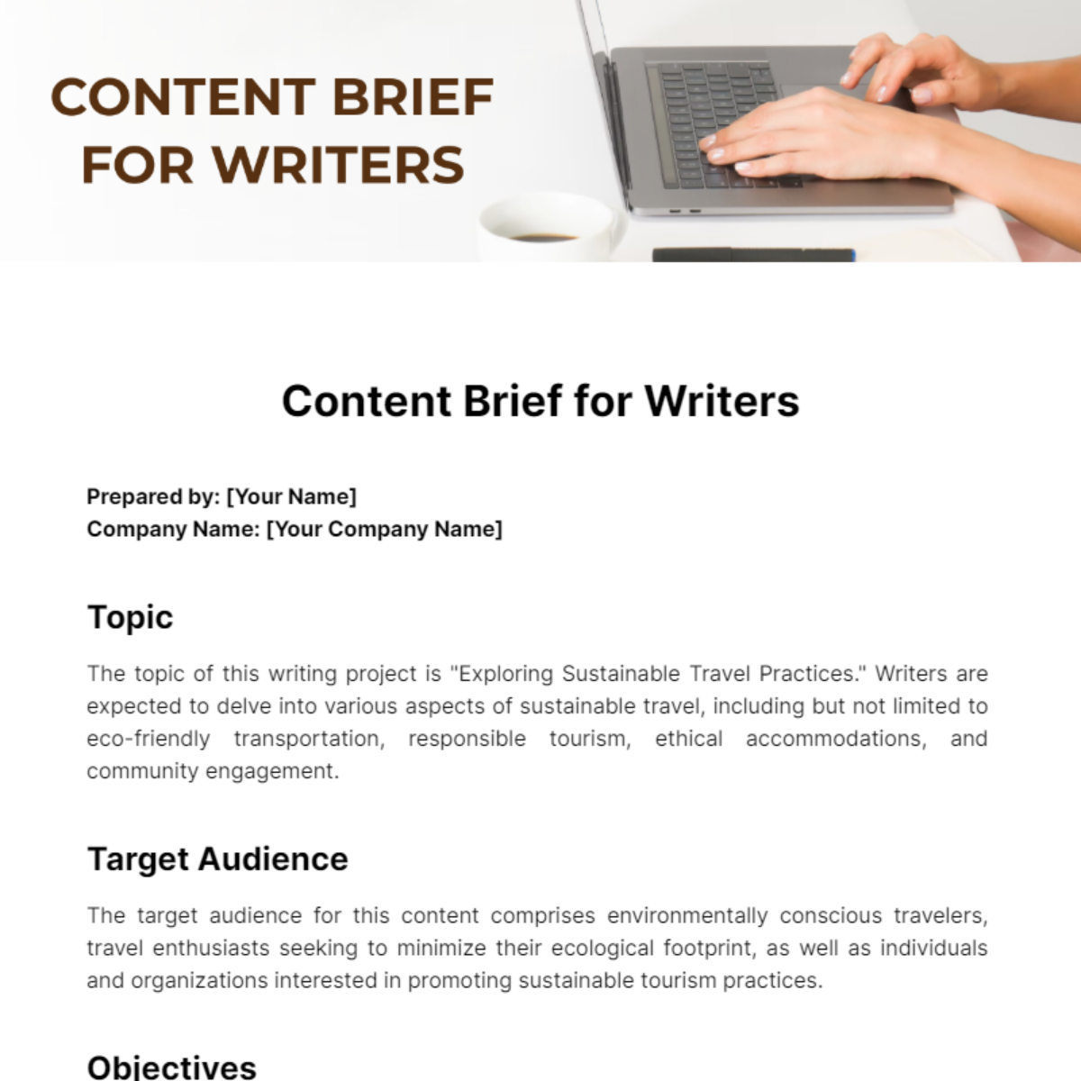 Content Brief For Writers Template