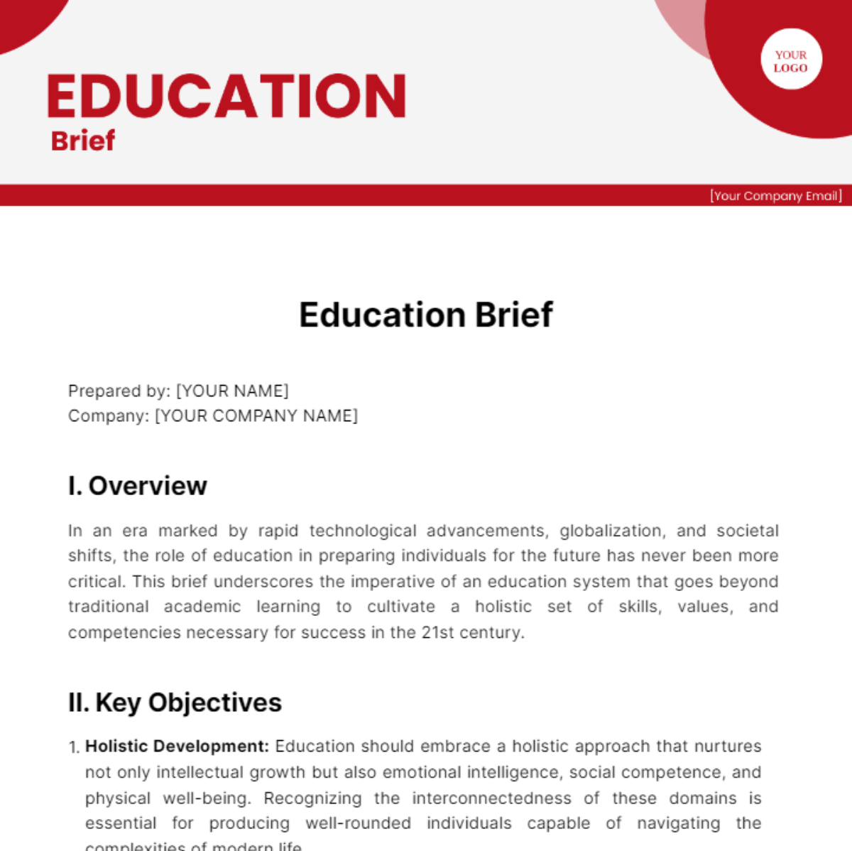 Education Brief Template - Edit Online & Download