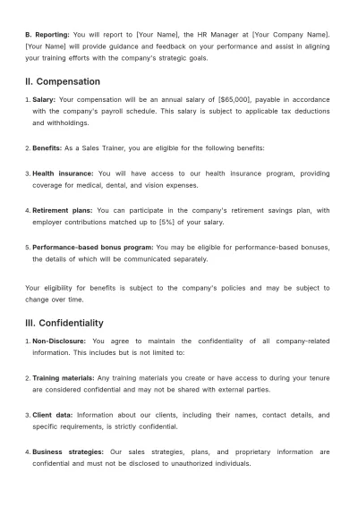Free Sales Trainer Onboarding Agreement Template to Edit Online