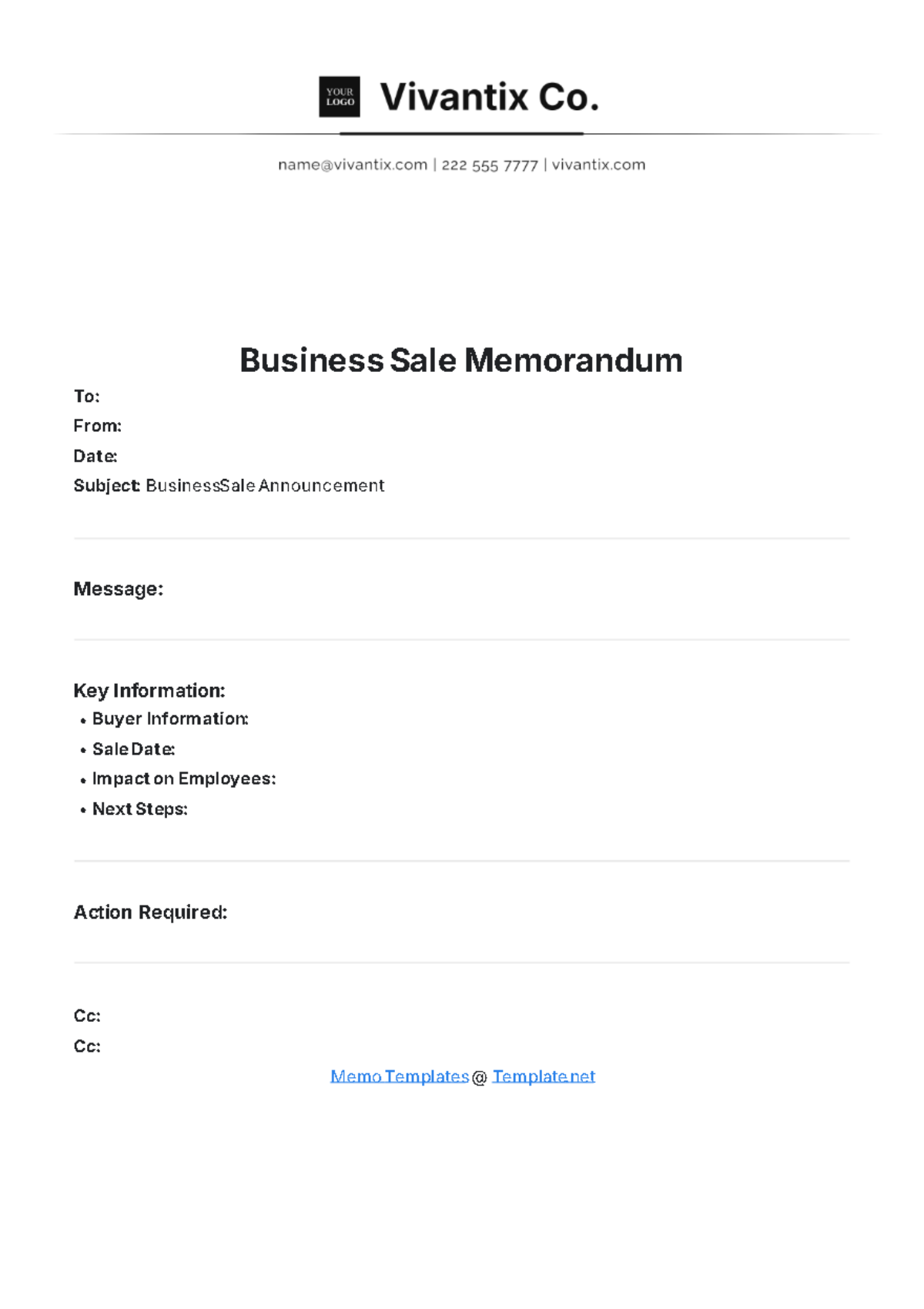 Blank Business Memorandum Template - Edit Online & Download