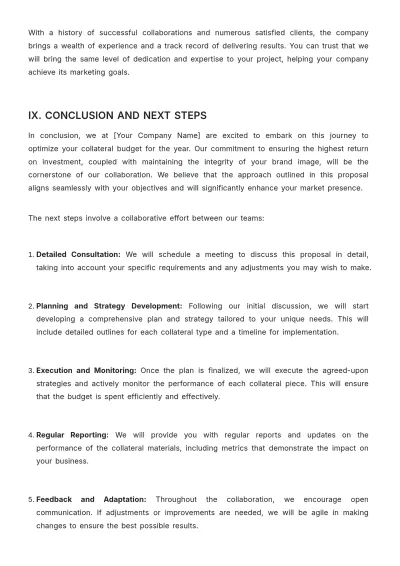 Free Sales Proposal for Collateral Budget Template to Edit Online