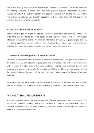Free Sales Proposal for Collateral Budget Template to Edit Online