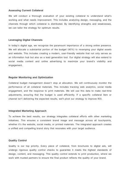 Free Sales Proposal for Collateral Budget Template to Edit Online