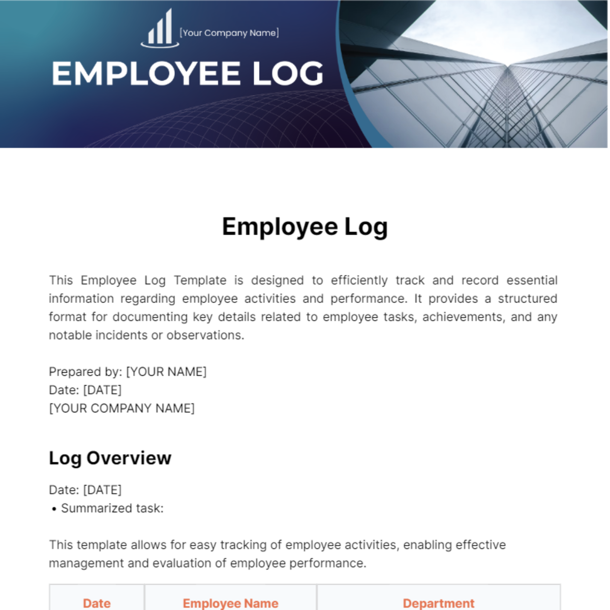 Free Employee Log Template