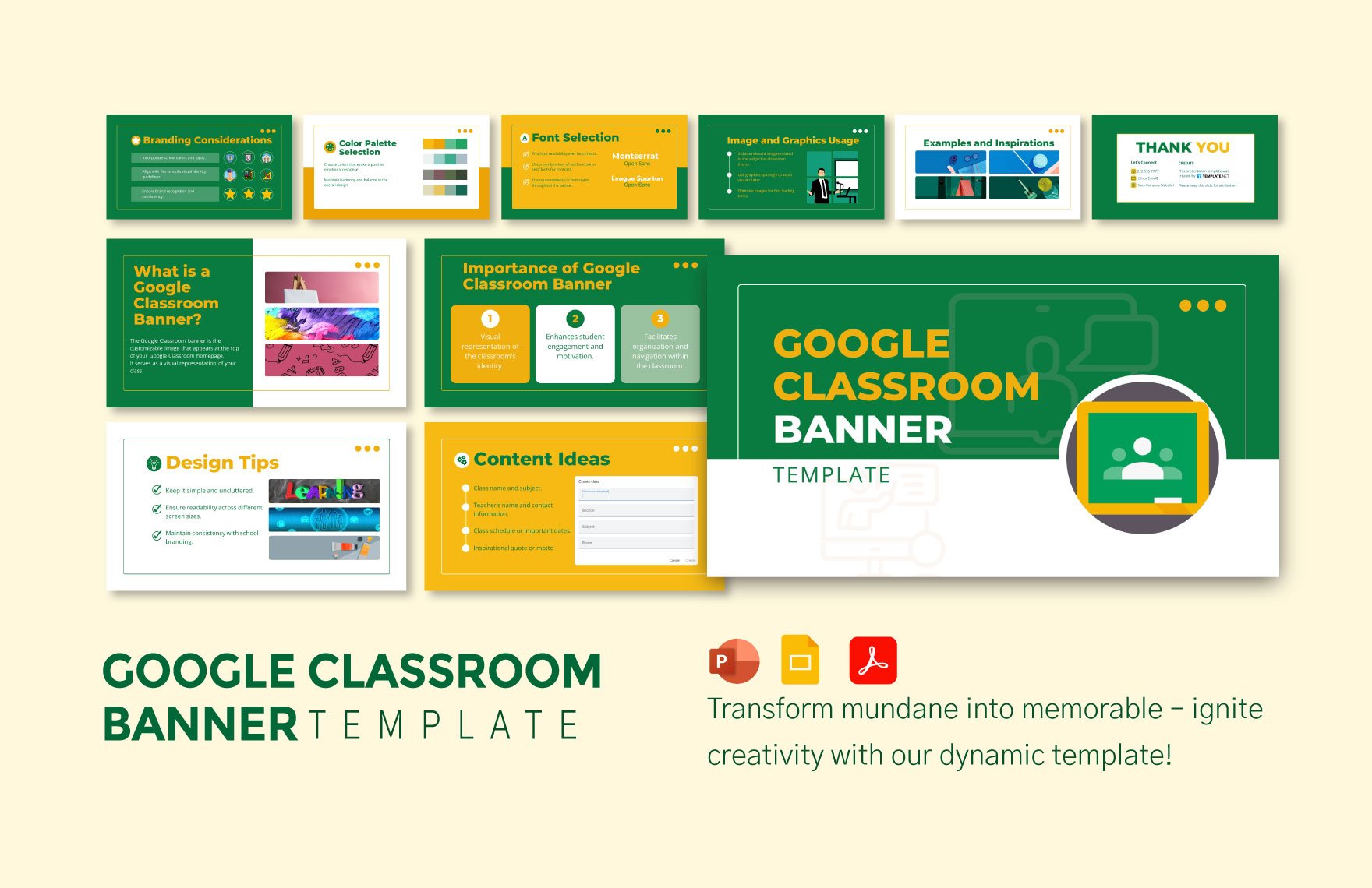 Google classroom Banner Template in PDF, PowerPoint, Google Slides