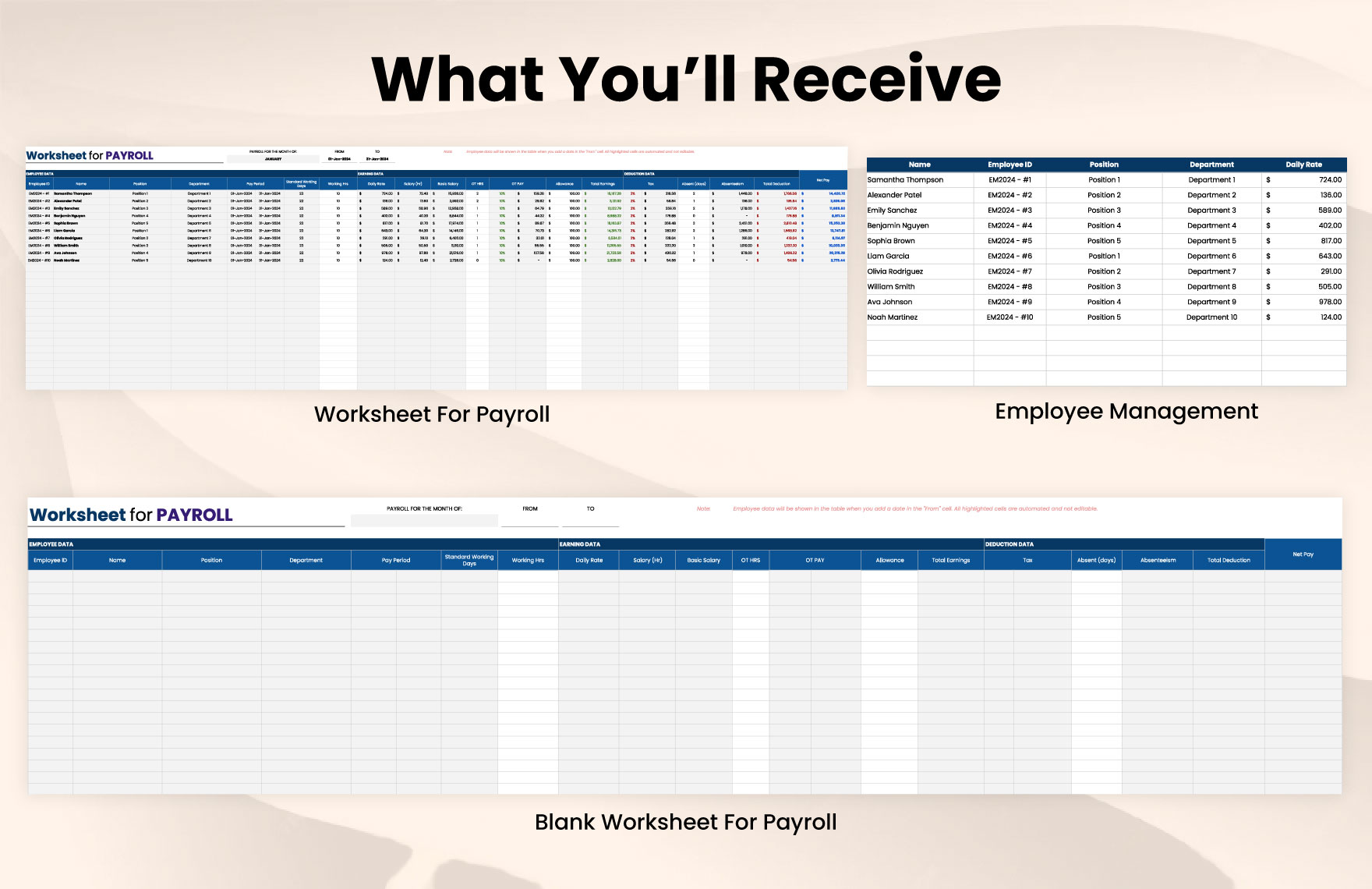 Worksheet For Payroll Template