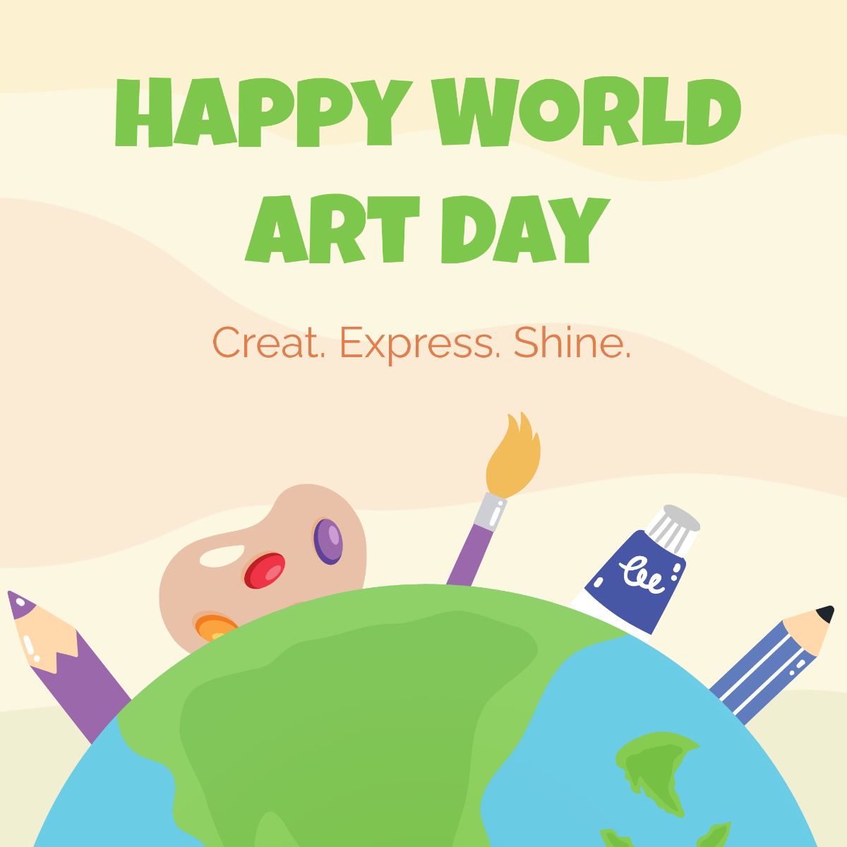 Free World Art Day Facebook Post Template