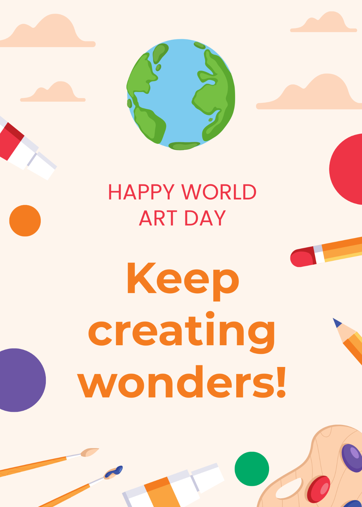 Free World Art Day Greeting Card Template