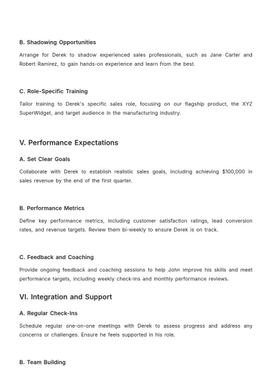 Free Sales Onboarding Process Outline for Managers Template to Edit Online