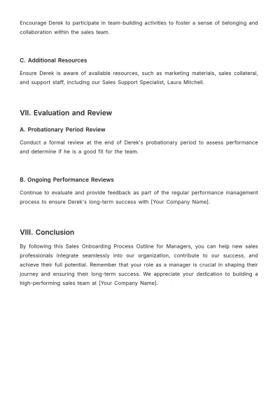 Free Sales Onboarding Process Outline for Managers Template to Edit Online