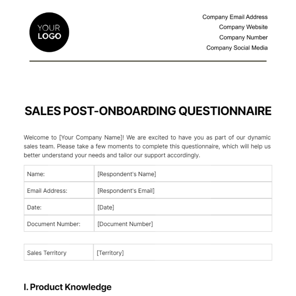Free Sales Post-Onboarding Questionnaire Template