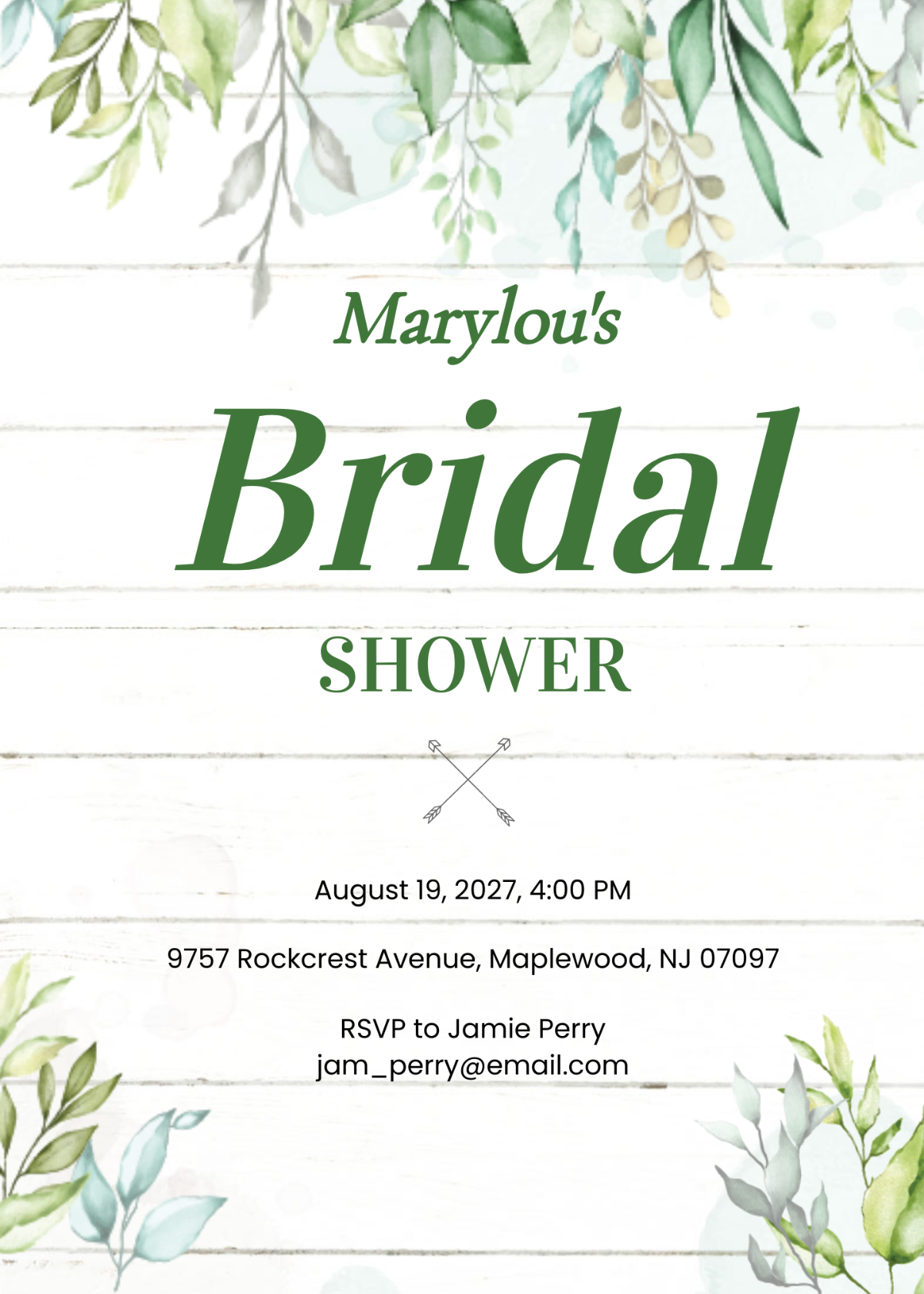 Wooden Bridal Shower Invitation