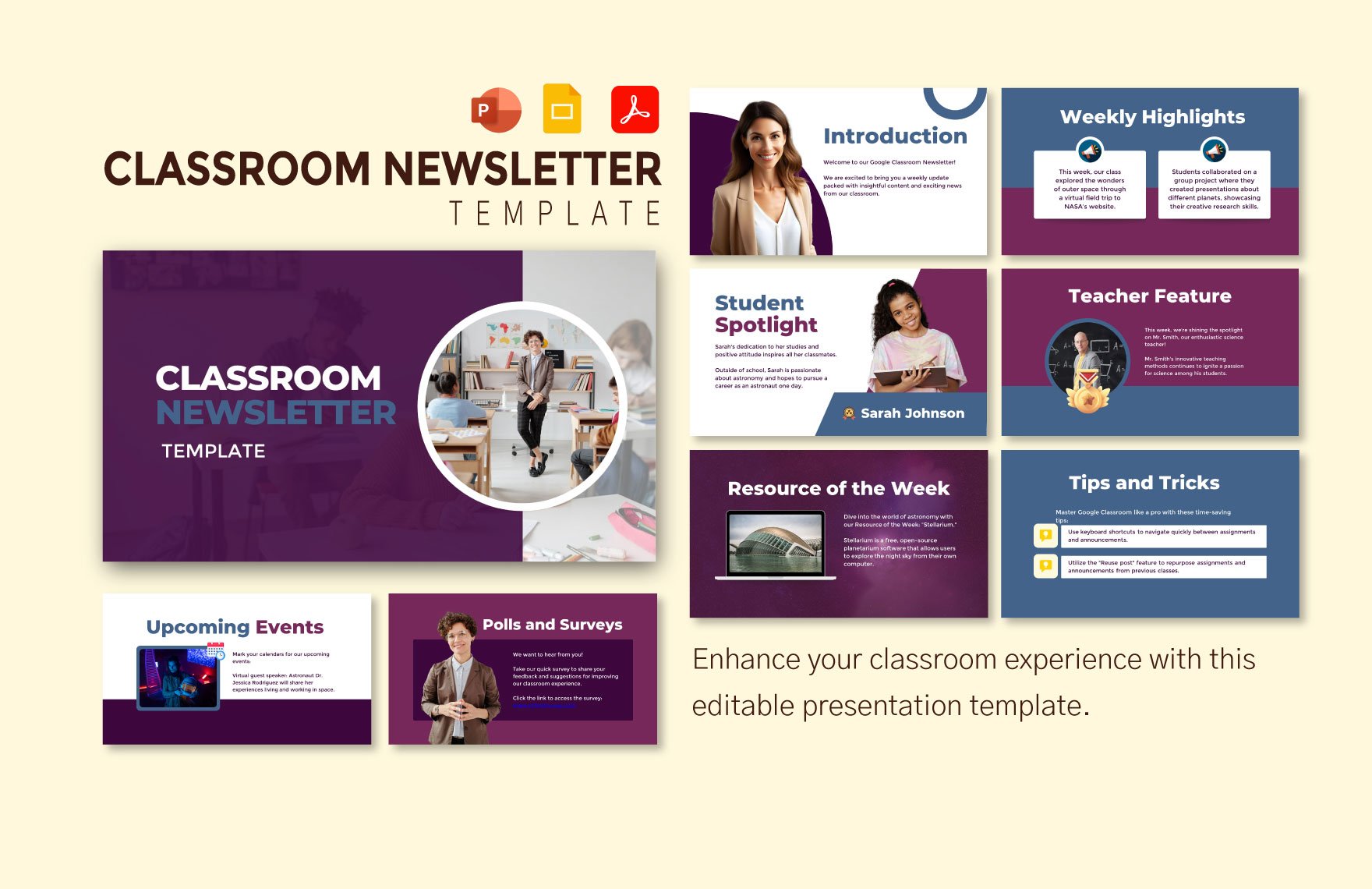 Classroom Newsletter Template in PDF, PowerPoint, Google Slides