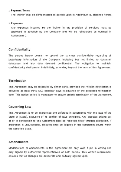 Free Contract for External Sales Trainers Template to Edit Online