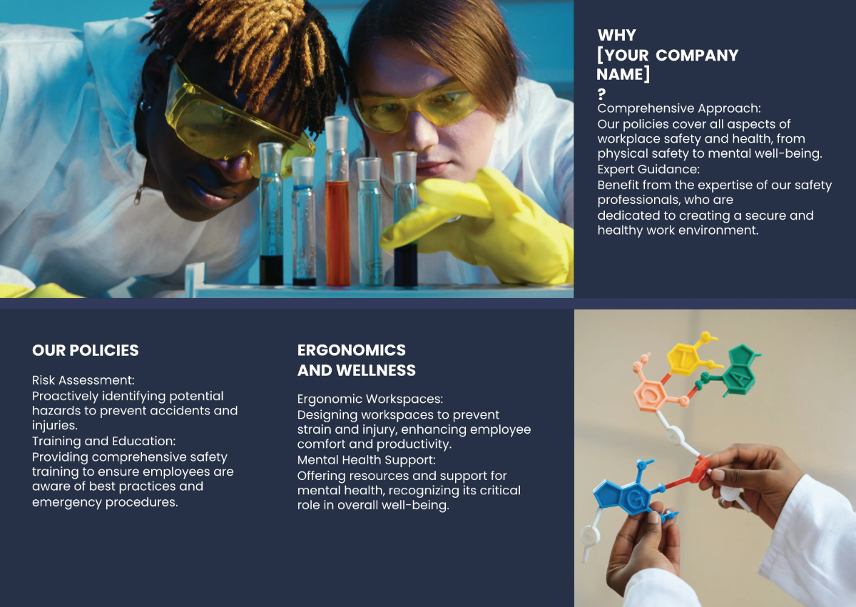 Free Workplace Safety and Health Policies Pamphlet Template to Edit Online