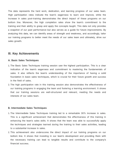 Free Sales Quarterly Training Report Template to Edit Online