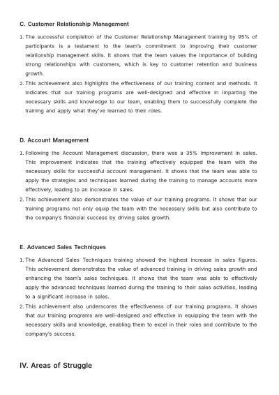 Free Sales Quarterly Training Report Template to Edit Online