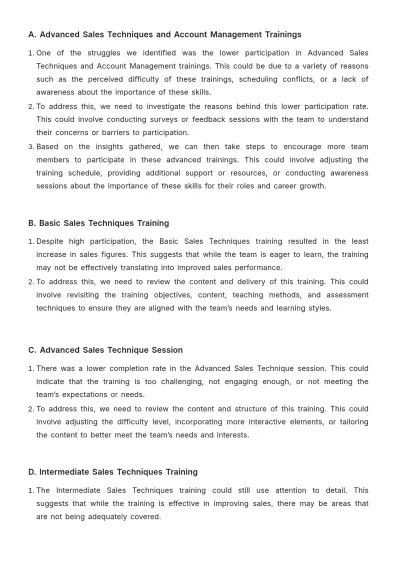 Free Sales Quarterly Training Report Template to Edit Online