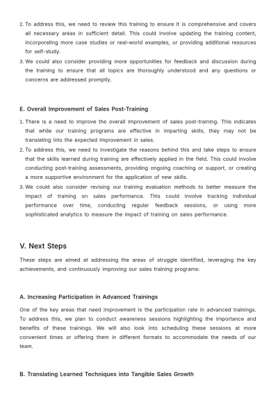Free Sales Quarterly Training Report Template to Edit Online