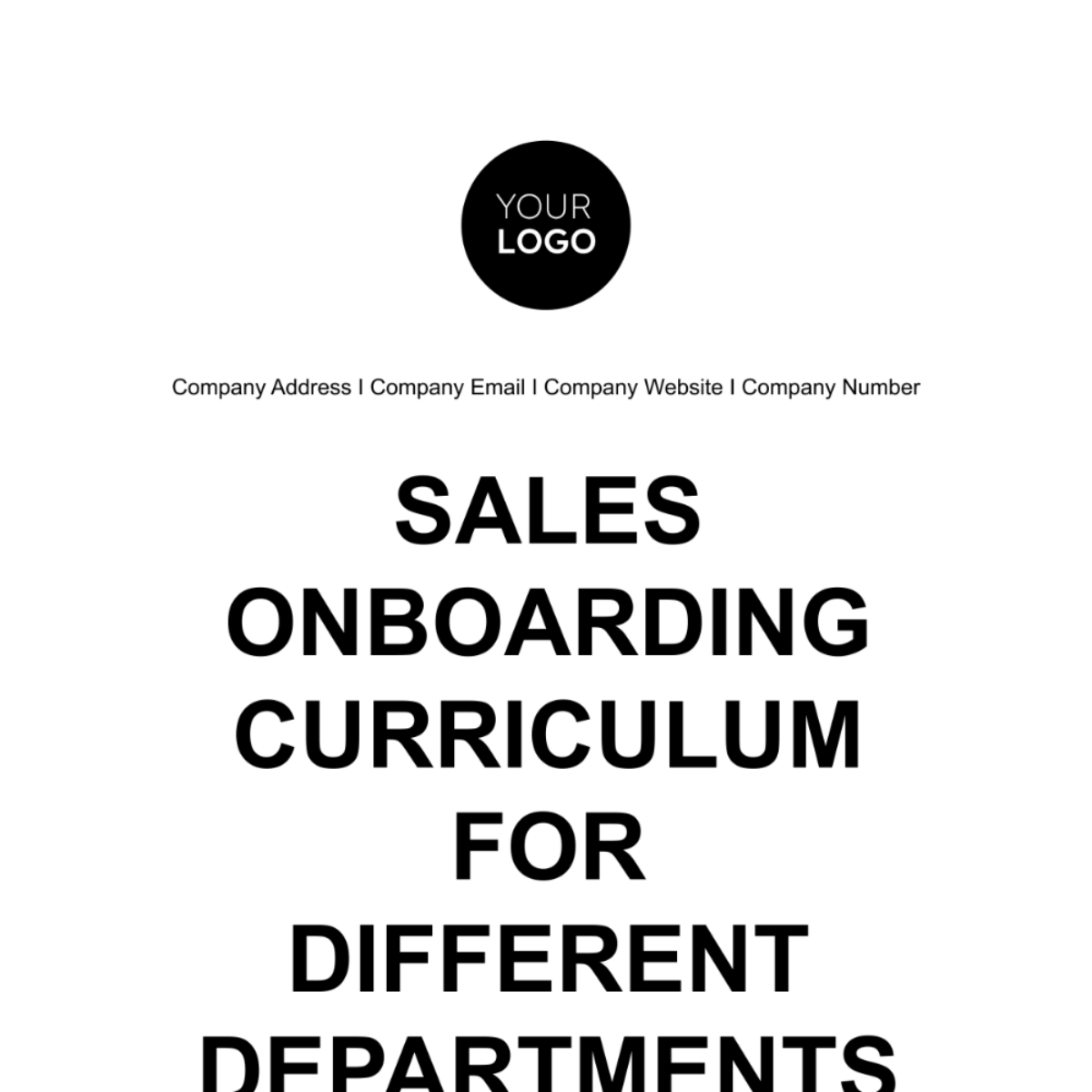Sales Onboarding Curriculum for Different Departments Template