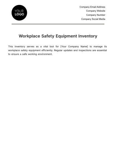 Free Workplace Safety Equipment Inventory Template to Edit Online