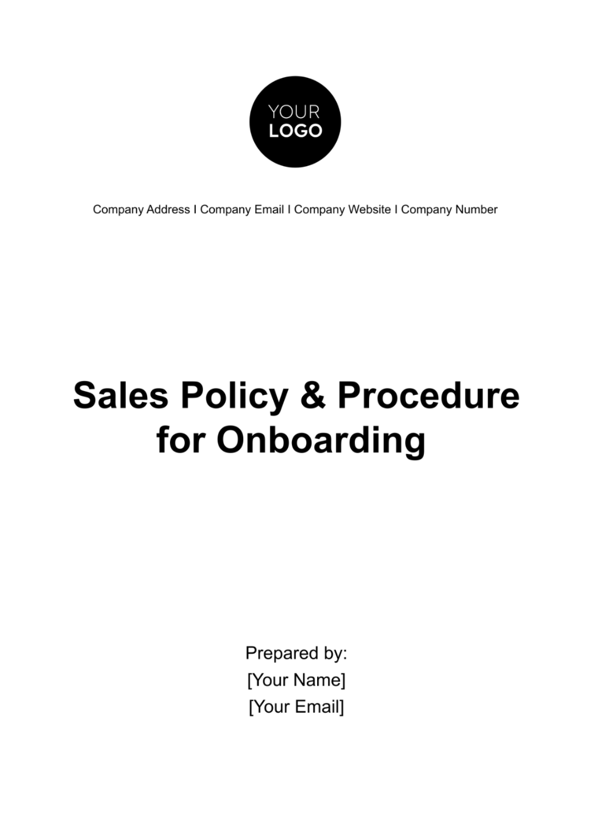 Sales Policy & Procedure for Onboarding Template - Edit Online & Download