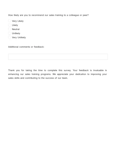 Free Sales Post-Training Survey Template to Edit Online